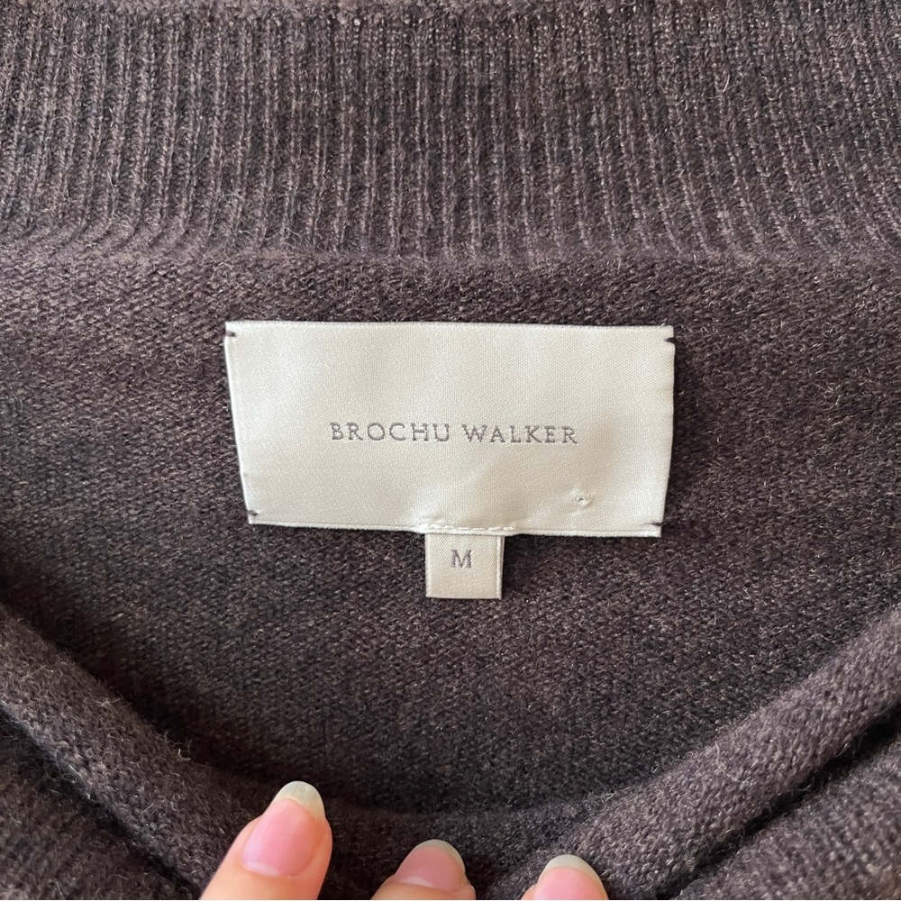 Brochu Walker The Lori Cashmere Off Shoulder Sweater Carob Melange - Picture 5 of 12